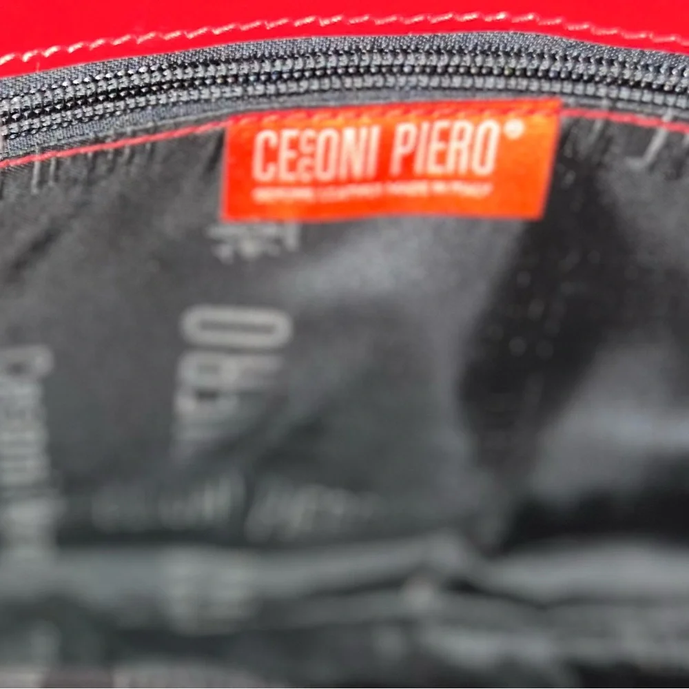 Chic Red and Black Zebra Print Leather Clutch made in Italy - Picture 6 of 8